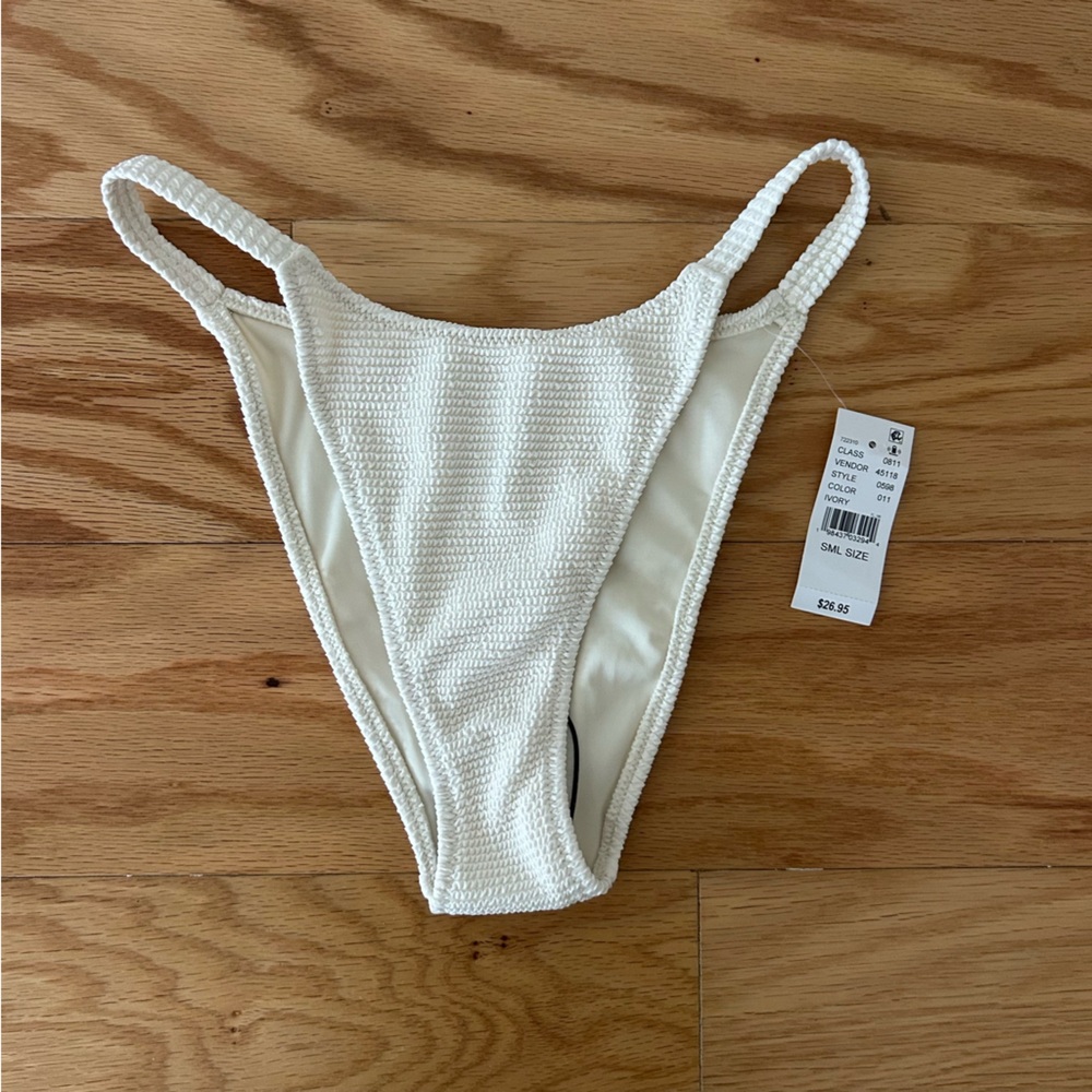 PacSun Ivory Scrunch High Cut Bikini Bottom